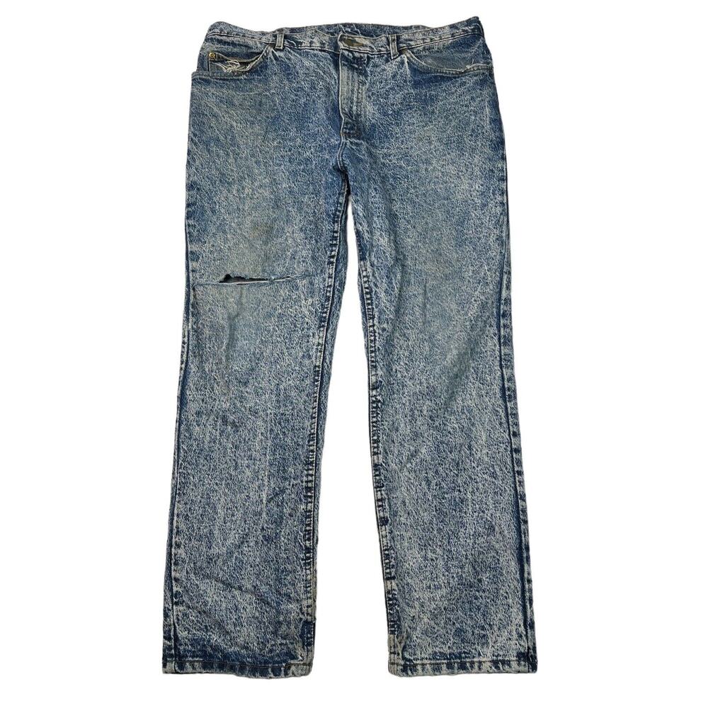 Lee VTG 80s Original Relaxed Fit Jeans Acid Stone Wash Union Made USA Mens 38x30
